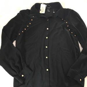 black button up with stud details